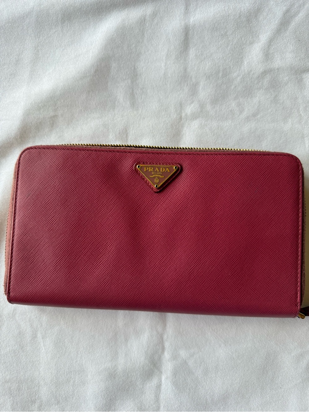 Prada Saffiano Continental Zip Wallet - Rose Pink